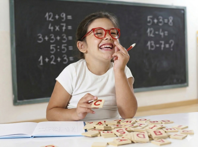 Glückliches Kind beim Lernen